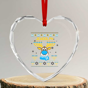 Funny Hanukkah Heart Crystal Glass Ornament Jewdolph Jewish Reindeer Menorah TS09 Transparent Glass 3'' Heart Print Your Wear