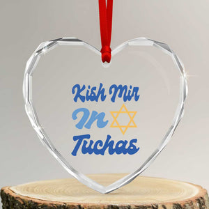Funny Hanukkah Heart Crystal Glass Ornament Kish Mir In Tuchas Jewish Yiddish Ashkenazi TS09 Transparent Glass 3'' Heart Print Your Wear