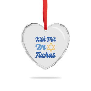 Funny Hanukkah Heart Crystal Glass Ornament Kish Mir In Tuchas Jewish Yiddish Ashkenazi TS09 Print Your Wear