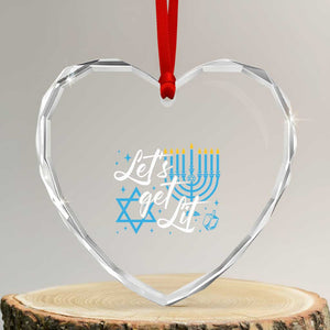 Funny Hanukkah Heart Crystal Glass Ornament Let's Get Lit Menorah David Star TS11 Transparent Glass 3'' Heart Print Your Wear