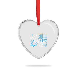 Funny Hanukkah Heart Crystal Glass Ornament Let's Get Lit Menorah David Star TS11 Print Your Wear