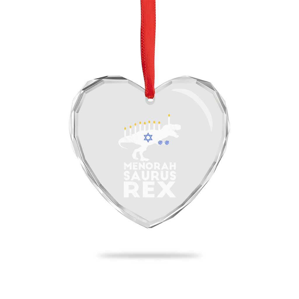 Funny Hanukkah Heart Crystal Glass Ornament Menorah Saurus Rex Dinosaur David Star TS11 Print Your Wear