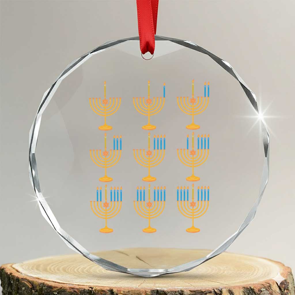 Funny Hanukkah Menorah Chanukah Jewish Holiday Crystal Glass Ornament TS11 Transparent Glass 3'' Circle Print Your Wear