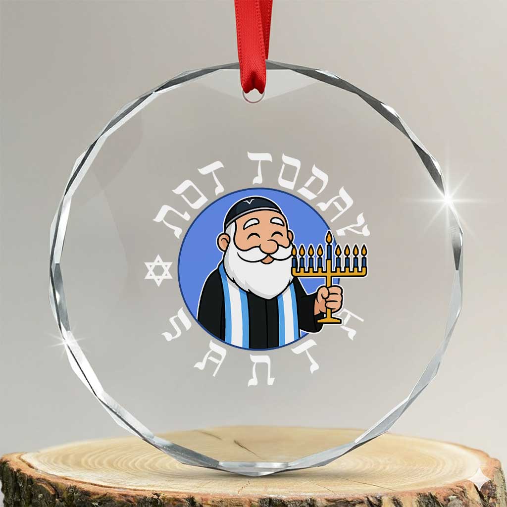 Funny Hanukkah Not Today Santa Crystal Glass Ornament Jewish Chanukah Chrismukkah TS11 Transparent Glass 3'' Circle Print Your Wear