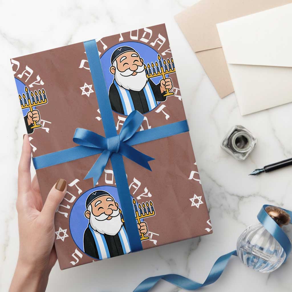 Funny Hanukkah Not Today Santa Wrapping Paper Roll Jewish Chanukah Chrismukkah TS11 Mocha Print Your Wear