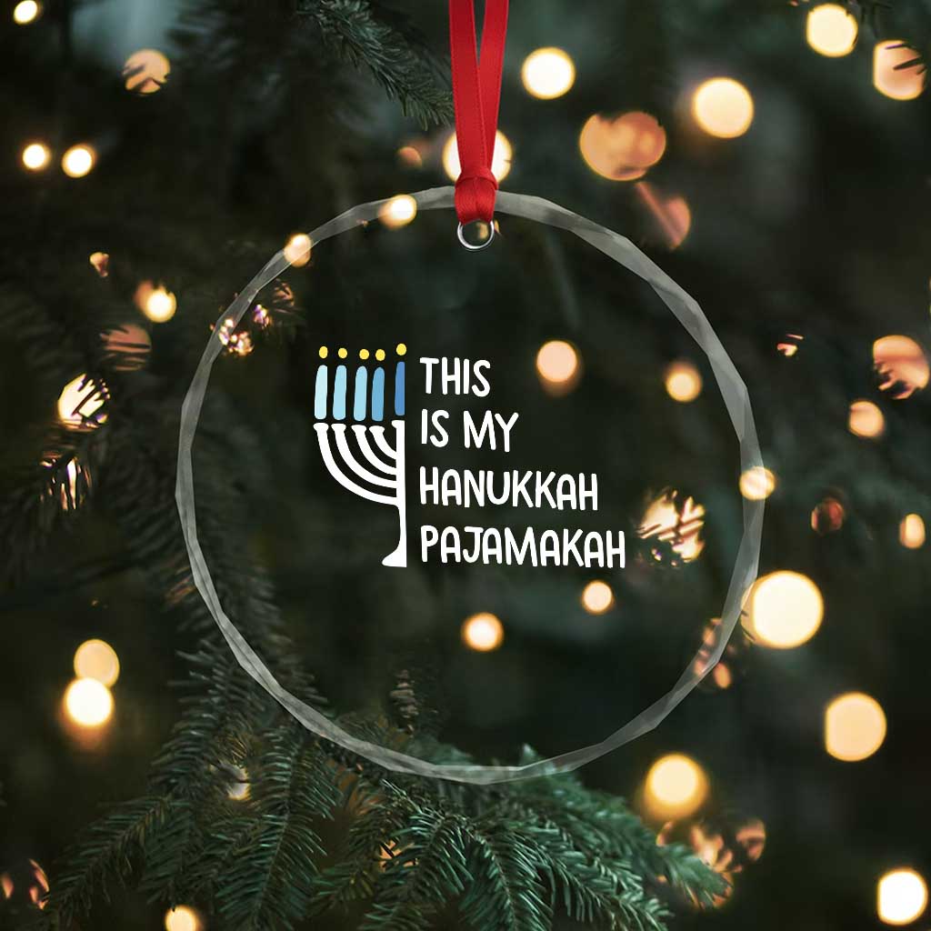Funny Hanukkah Pajama Crystal Glass Ornament This is My Pajamakah Gift Chanukah TS10 Print Your Wear