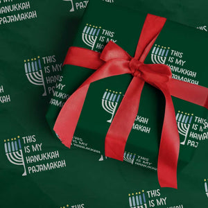 Funny Hanukkah Pajama Wrapping Paper Roll This is My Pajamakah Gift Chanukah TS10 Green Print Your Wear