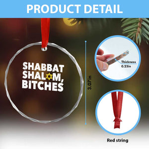 Funny Hanukkah Shabbat Shalom Bitches Crystal Glass Ornament Star Of David TS11 Print Your Wear