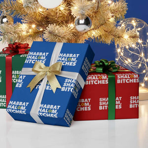 Funny Hanukkah Shabbat Shalom Bitches Wrapping Paper Roll Star Of David TS11 Print Your Wear