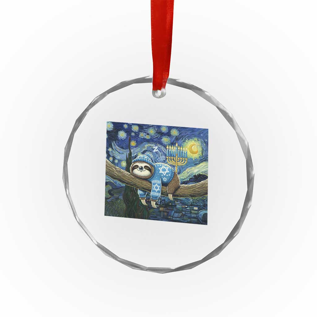 Funny Hanukkah Sloth Crystal Glass Ornament Van Gogh Starry Night Jewish Gift TS12 Print Your Wear