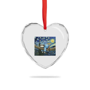 Funny Hanukkah Sloth Heart Crystal Glass Ornament Van Gogh Starry Night Jewish Gift TS12 Print Your Wear