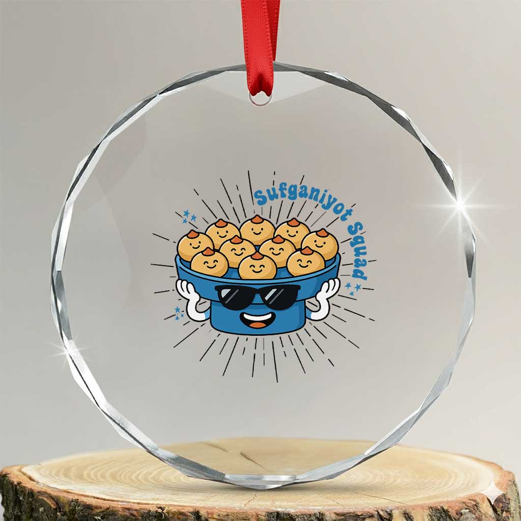 Funny Hanukkah Sufganiyah Jelly Donut Squad Gift Crystal Glass Ornament TS12 Transparent Glass 3'' Circle Print Your Wear