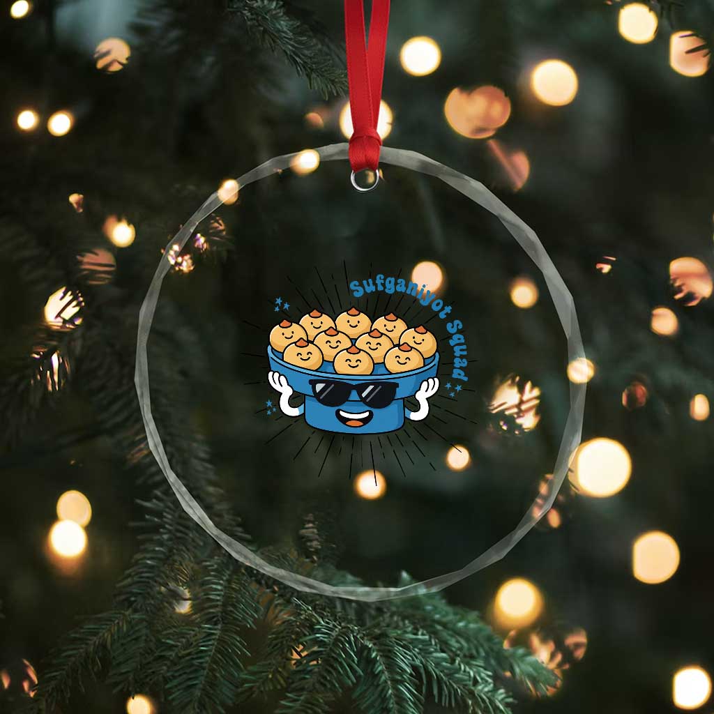 Funny Hanukkah Sufganiyah Jelly Donut Squad Gift Crystal Glass Ornament TS12 Print Your Wear