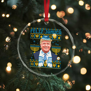 Funny Hanukkah Trump Crystal Glass Ornament Feliz Januca Jewish Sephardic Ladino TS09 Print Your Wear