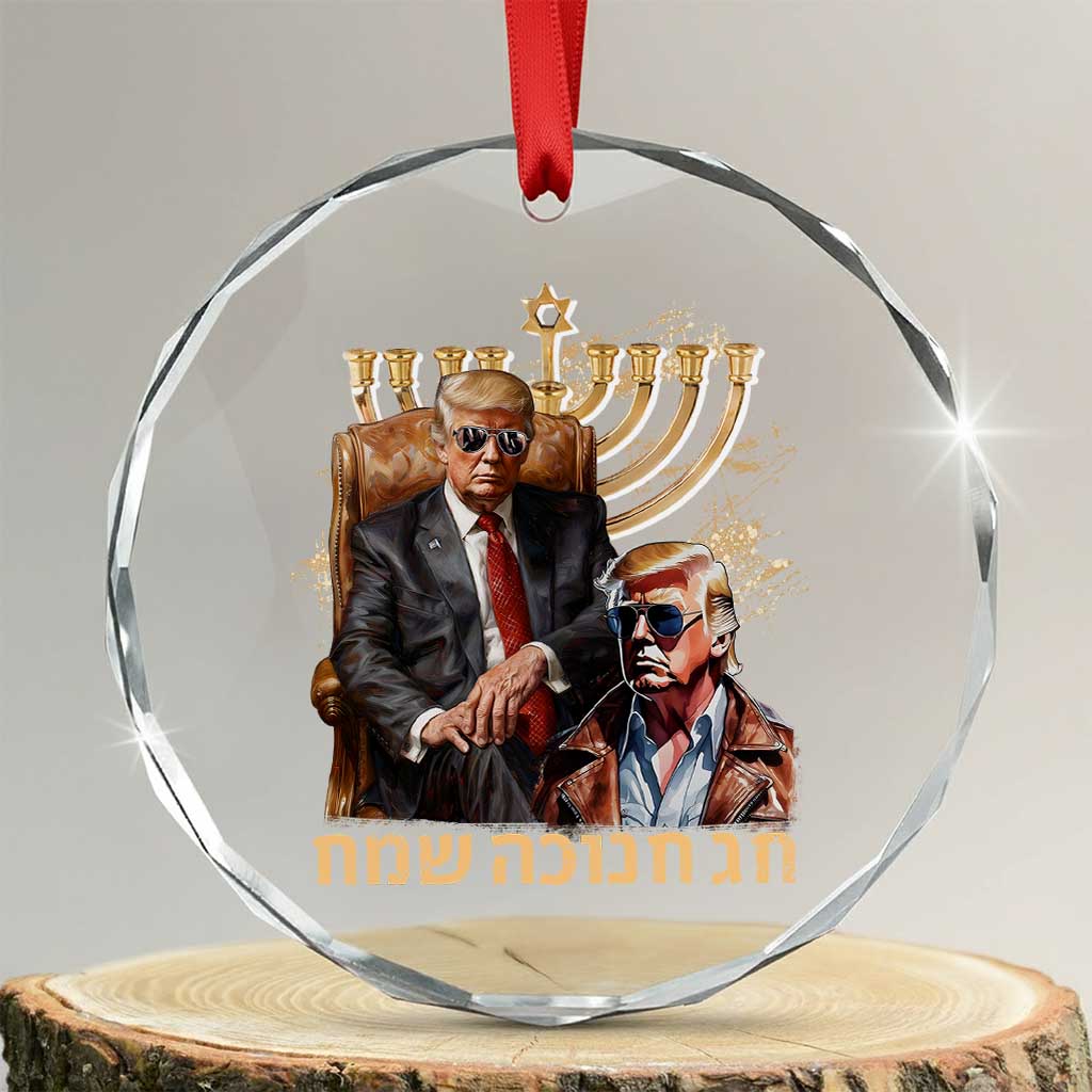 Funny Hanukkah Trump Crystal Glass Ornament Feliz Januca Ladino Jewish Sephardic TS09 Transparent Glass 3'' Circle Print Your Wear
