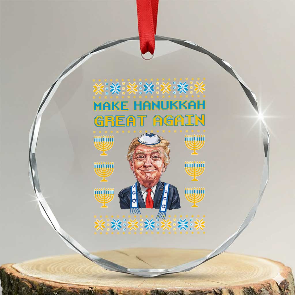 Funny Hanukkah Trump Crystal Glass Ornament Make Hanukkah Great Again TS09