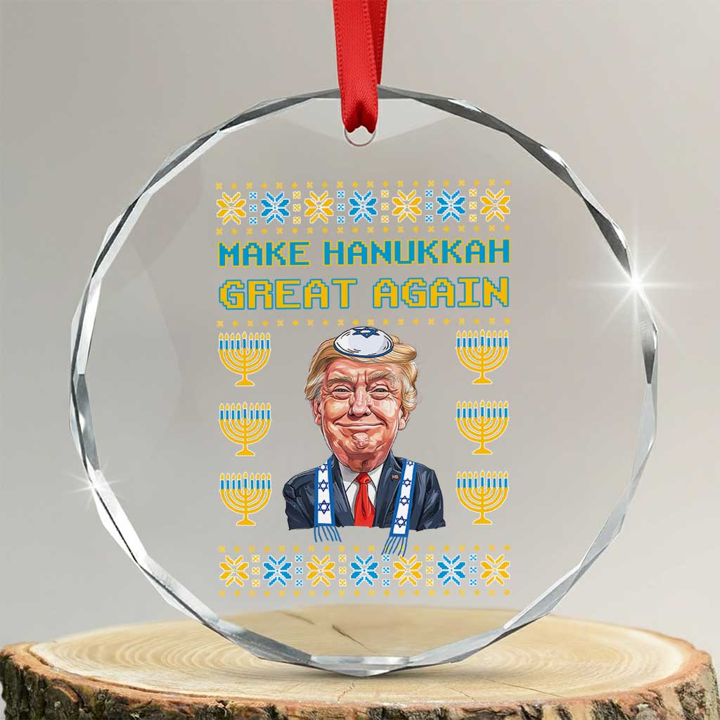 Funny Hanukkah Trump Crystal Glass Ornament Make Hanukkah Great Again TS09 Transparent Glass 3'' Circle Print Your Wear