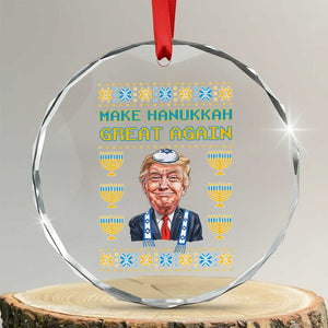 Funny Hanukkah Trump Crystal Glass Ornament Make Hanukkah Great Again TS09 Transparent Glass 3'' Circle Print Your Wear