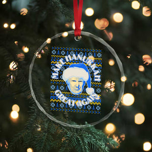 Funny Hanukkah Trump Crystal Glass Ornament Make Hanukkah Great Again Retro Vintage Santa Donald TS02 Print Your Wear