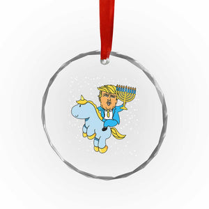 Funny Hanukkah Trump Crystal Glass Ornament Riding Unicorn Menorah Jewish Chanukah Gift TS02 Print Your Wear