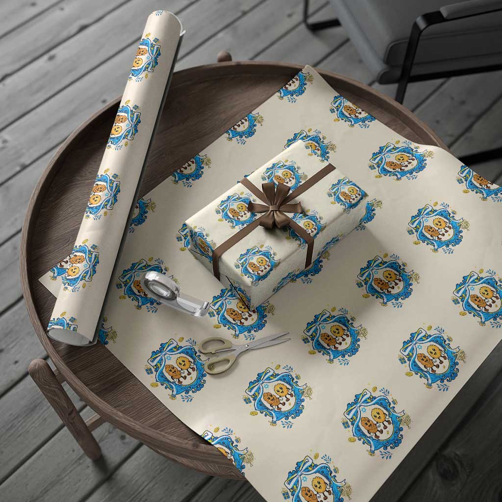 Funny Hanukkah Wrapping Paper Roll Challah And Latke Cute Food Lover Gift TS12 Beige Print Your Wear