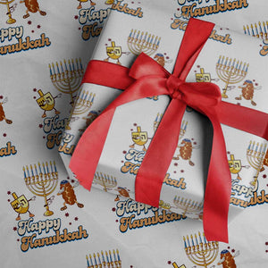 Funny Hanukkah Wrapping Paper Roll Dab Dreidel Menorah Challah Gift TS12 White Print Your Wear