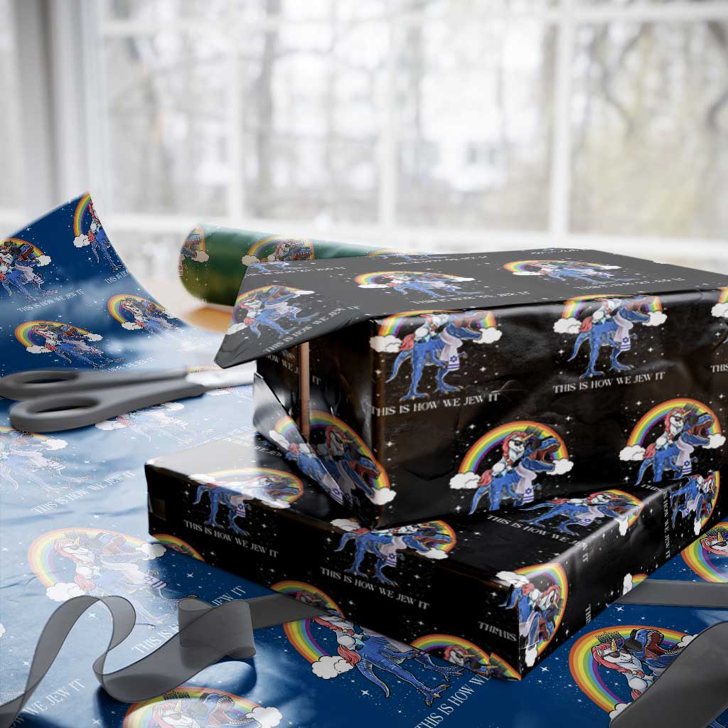 Funny Hanukkah Wrapping Paper Roll Jewnicorn This Is How We Jew It TS10 Black Print Your Wear
