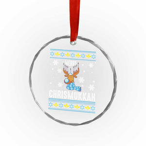 Funny Hanukkah Xmas Crystal Glass Ornament Merry Chrismukkah Reindeer David Stars Menorah TS11 Print Your Wear
