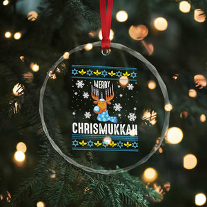 Funny Hanukkah Xmas Crystal Glass Ornament Merry Chrismukkah Reindeer David Stars Menorah TS11 Print Your Wear
