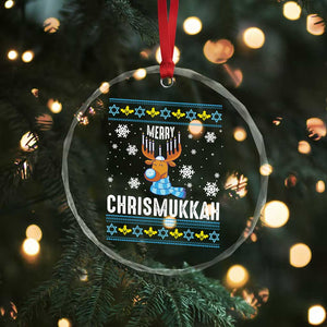 Funny Hanukkah Xmas Crystal Glass Ornament Merry Chrismukkah Reindeer David Stars Menorah TS11 Print Your Wear