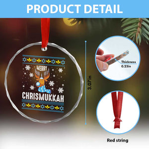 Funny Hanukkah Xmas Crystal Glass Ornament Merry Chrismukkah Reindeer David Stars Menorah TS11 Print Your Wear