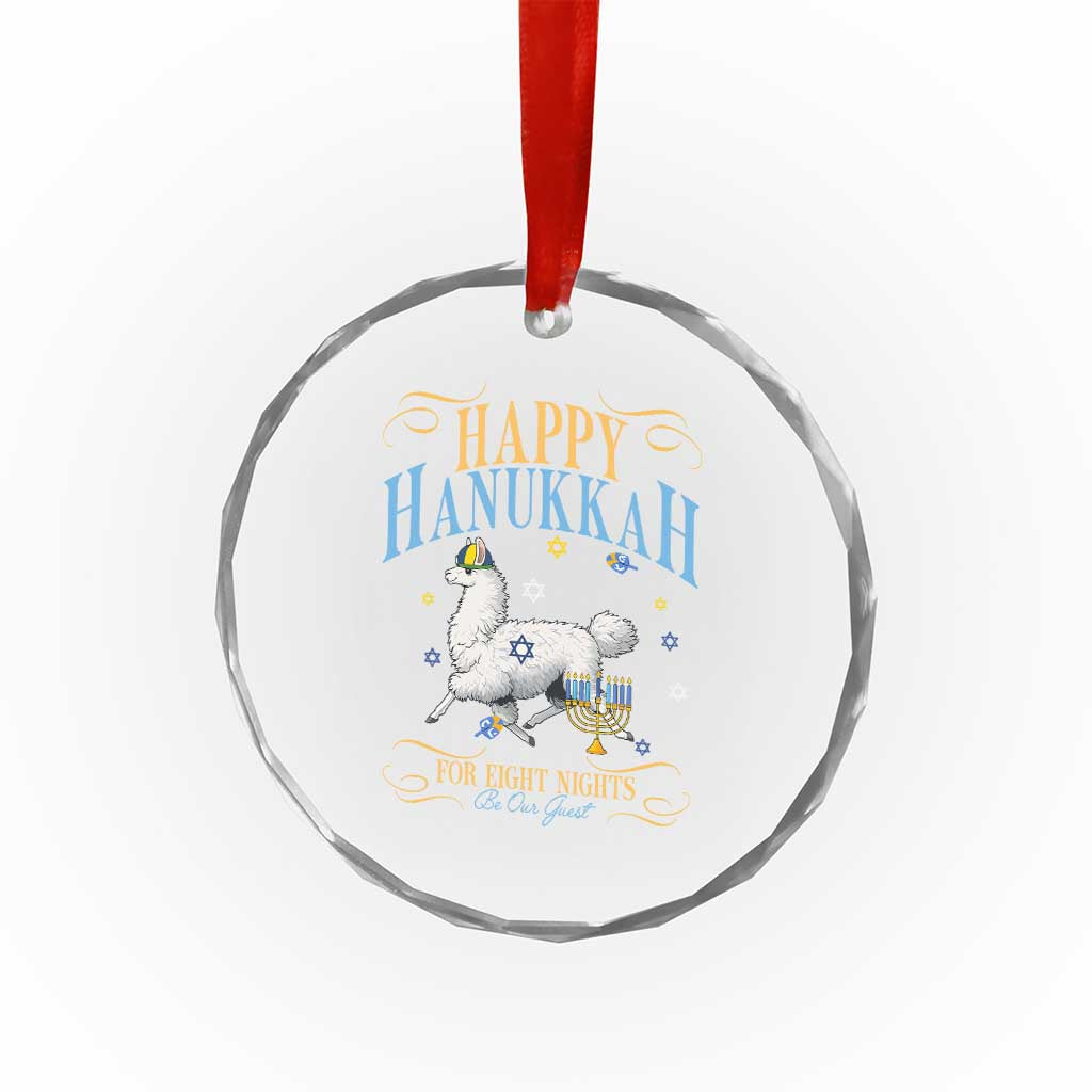Funny Happy Hanukkah Llama Be Our Guest For Eight Nights Gift Crystal Glass Ornament Funny Hanukkah Gift TS12 Print Your Wear