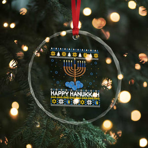 Funny Happy Hanukkah Ugly Sweater Tennis Lover Gift Crystal Glass Ornament TS12 Print Your Wear