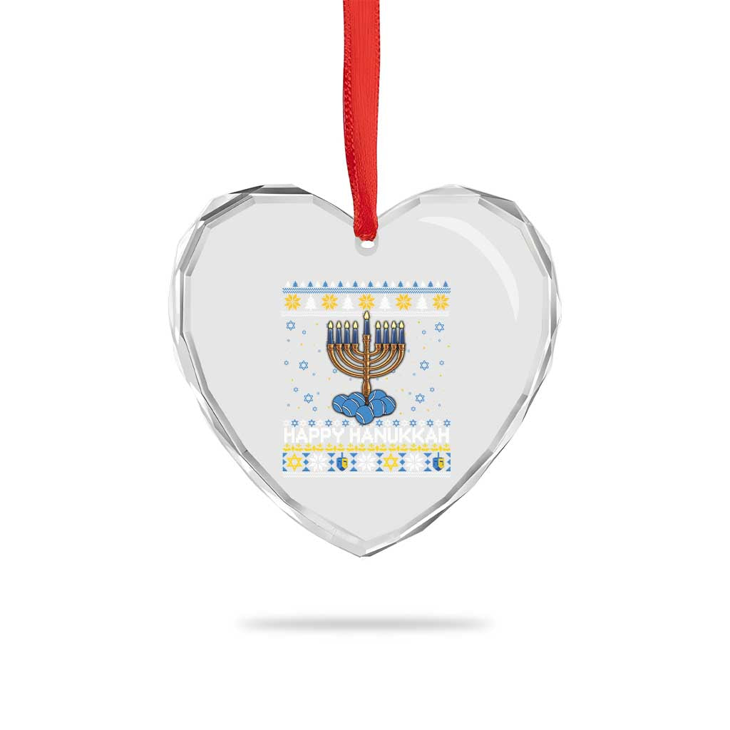 Funny Happy Hanukkah Ugly Sweater Tennis Lover Gift Heart Crystal Glass Ornament TS12 Print Your Wear