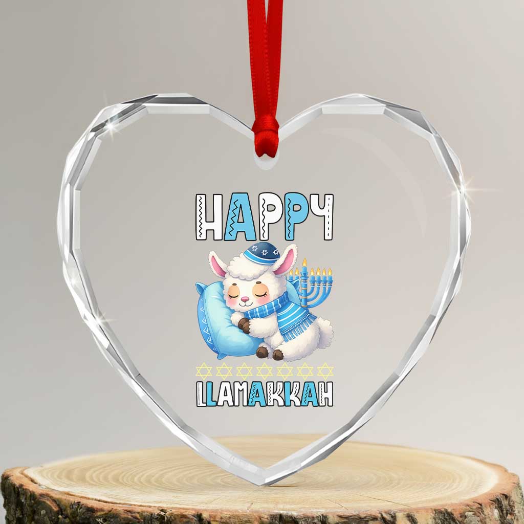 Funny Happy Llamakkah Heart Crystal Glass Ornament Cute Llama Jewish Holiday Gift TS12 Transparent Glass 3'' Heart Print Your Wear