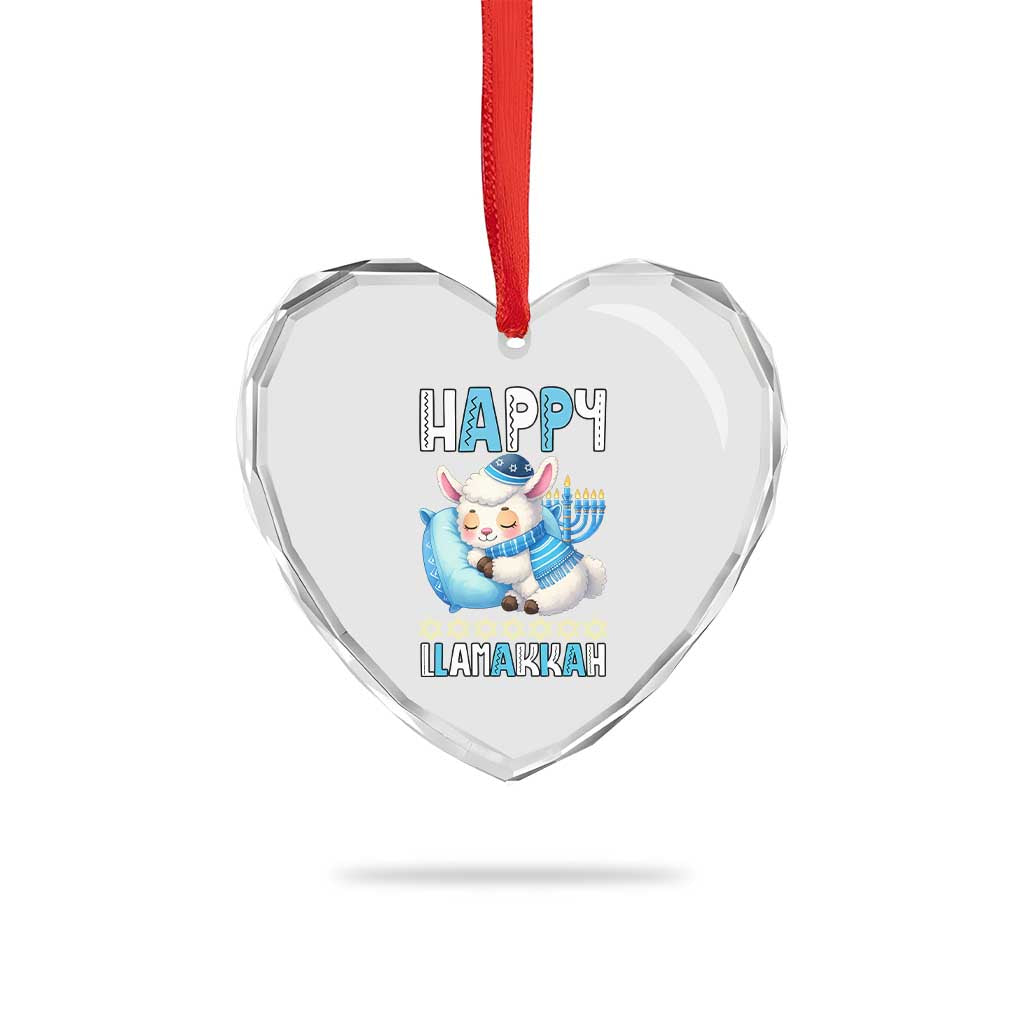 Funny Happy Llamakkah Heart Crystal Glass Ornament Cute Llama Jewish Holiday Gift TS12 Print Your Wear