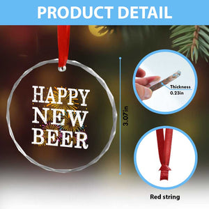 Funny Happy New Beer New Year Crystal Glass Ornament NYE Party Beer Lover Firework TS11 Print Your Wear