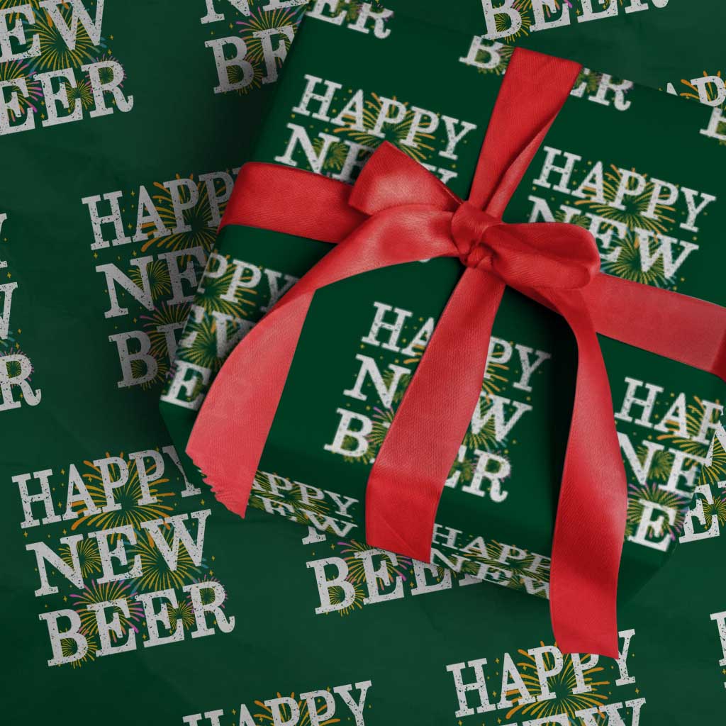 Funny Happy New Beer New Year Wrapping Paper Roll NYE Party Beer Lover Firework TS11 Green Print Your Wear