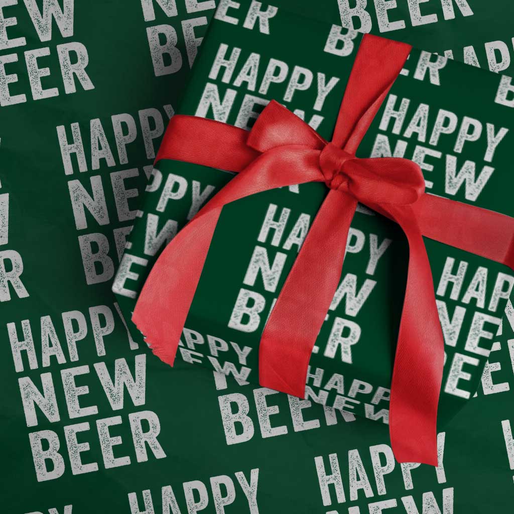 Funny Happy New Beers New Year Wrapping Paper Roll NYE Party Beer Lover TS11 Green Print Your Wear