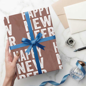 Funny Happy New Beers New Year Wrapping Paper Roll NYE Party Beer Lover TS11 Mocha Print Your Wear