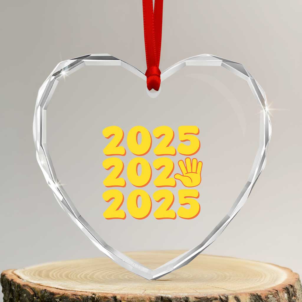 Funny Happy New Year 2025 Heart Crystal Glass Ornament TS09 Transparent Glass 3'' Heart Print Your Wear