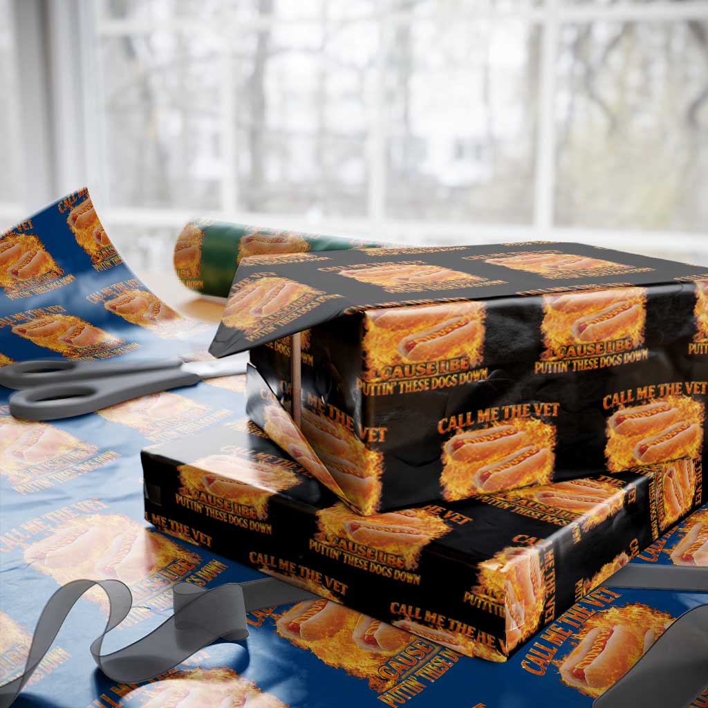 Funny Hard Hot Dog Meme Wrapping Paper Roll Call Me The Vet Cause I Be Bootleg TS10 Black Print Your Wear