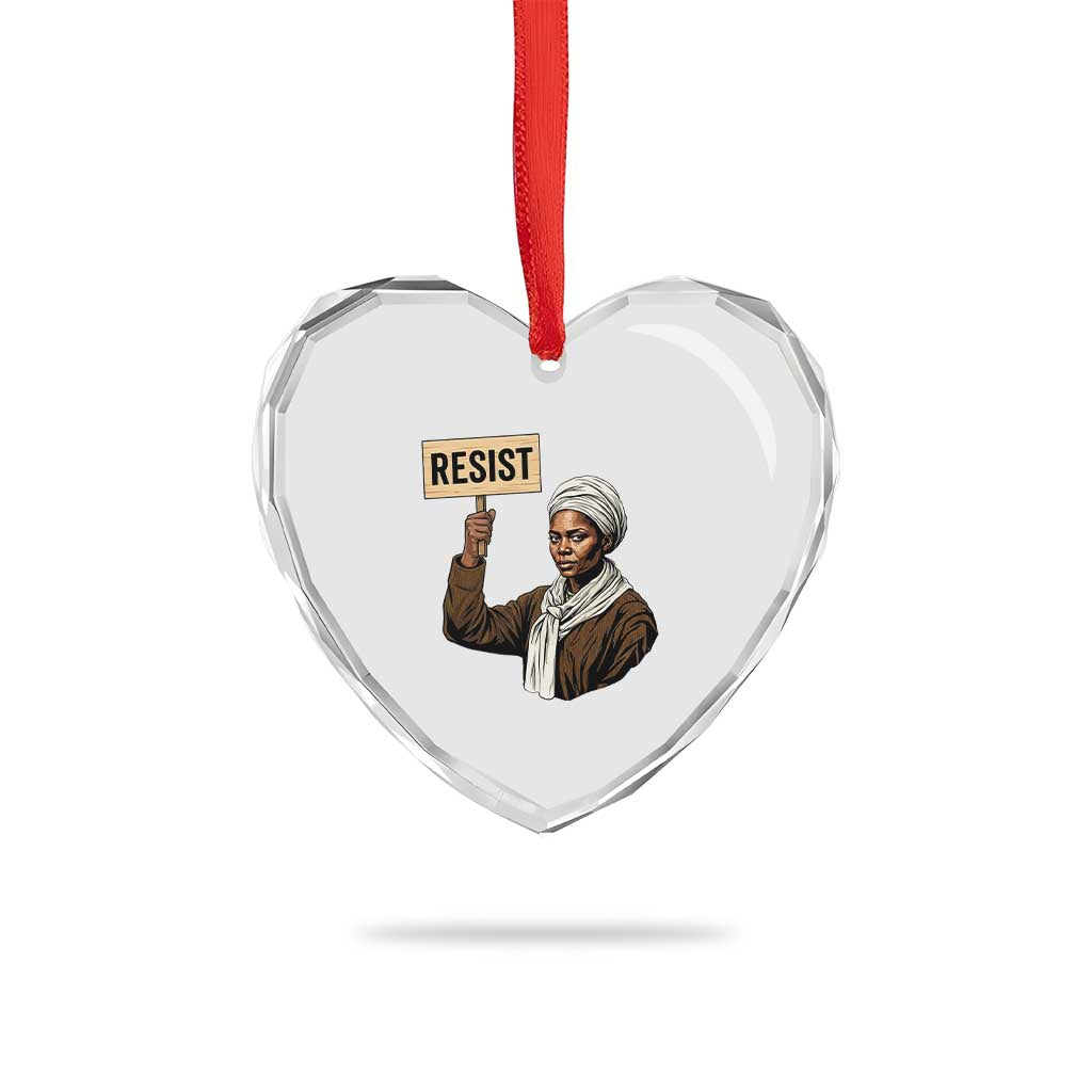Funny Harriet Tubman Says Resist Heart Crystal Glass Ornament Black Pride Inspiration Gift TS12 Print Your Wear