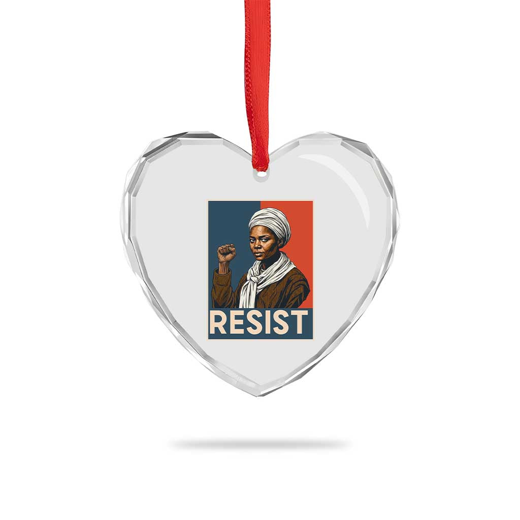 Funny Harriet Tubman Says Resist Heart Crystal Glass Ornament Strong Black Woman Leader TS12 Print Your Wear