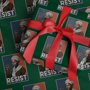 Funny Harriet Tubman Says Resist Wrapping Paper Roll Strong Black Woman Leader TS12 Green Print Your Wear