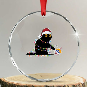 Funny Harris Supporter Crystal Glass Ornament Xmas Black Cat With Bauble TS11 Transparent Glass 3'' Circle Print Your Wear