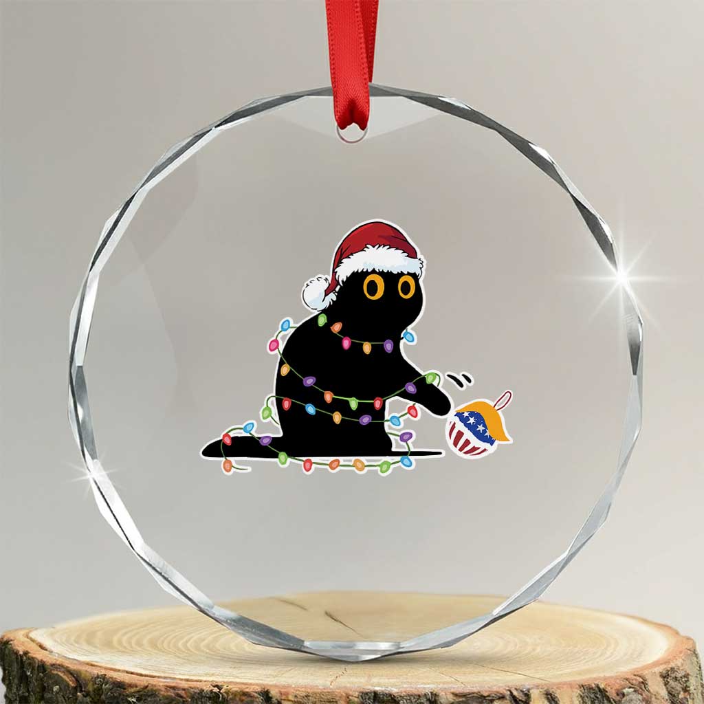 Funny Harris Supporter Crystal Glass Ornament Xmas Black Cat With Bauble TS11 Transparent Glass 3'' Circle Print Your Wear