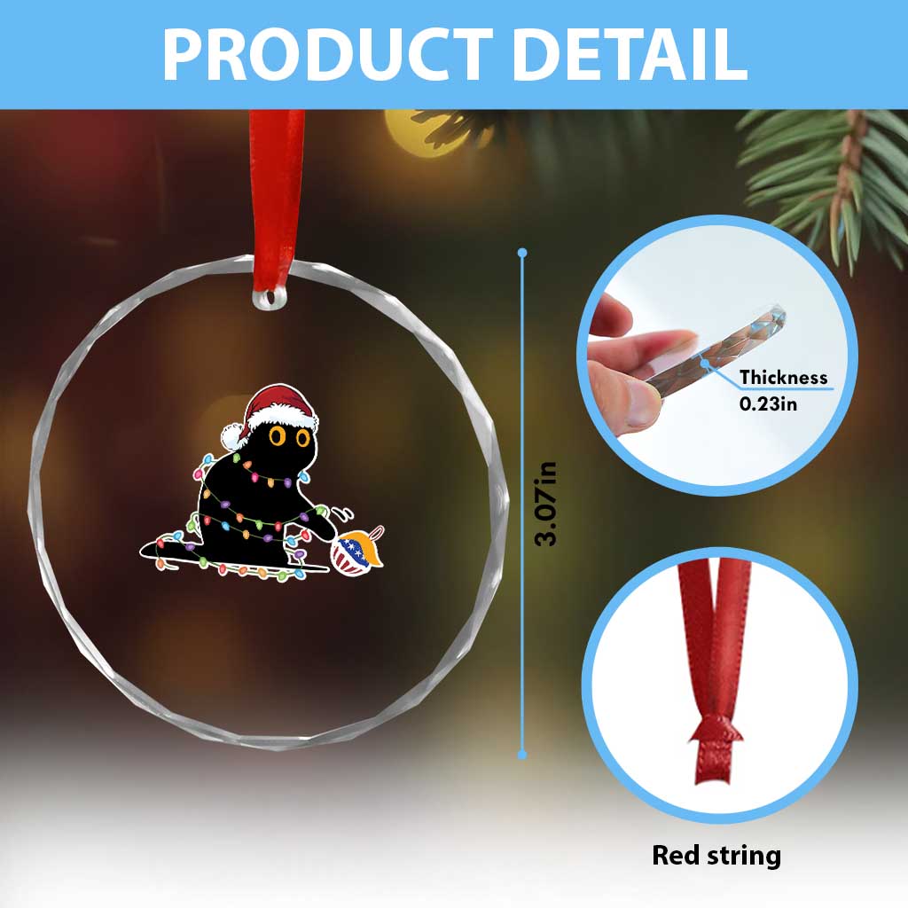 Funny Harris Supporter Crystal Glass Ornament Xmas Black Cat With Bauble TS11 Print Your Wear
