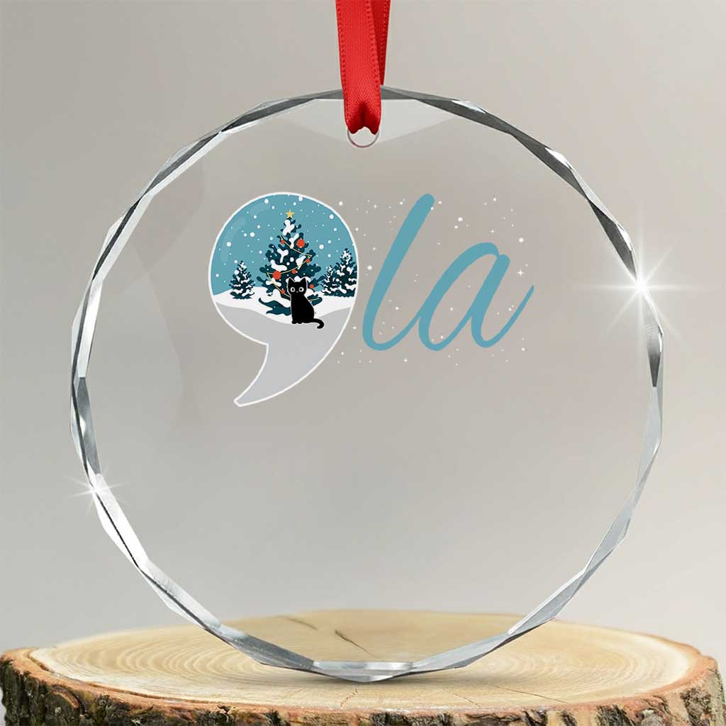Funny Harris Xmas Crystal Glass Ornament Comma La Kamala Snowglobe Black Cat Xmas TS11 Transparent Glass 3'' Circle Print Your Wear