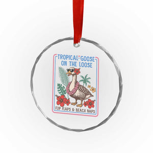 Funny Hawaiian Beach Vacation Graphic Crystal Glass Ornament Tropical Goose On The Loose
